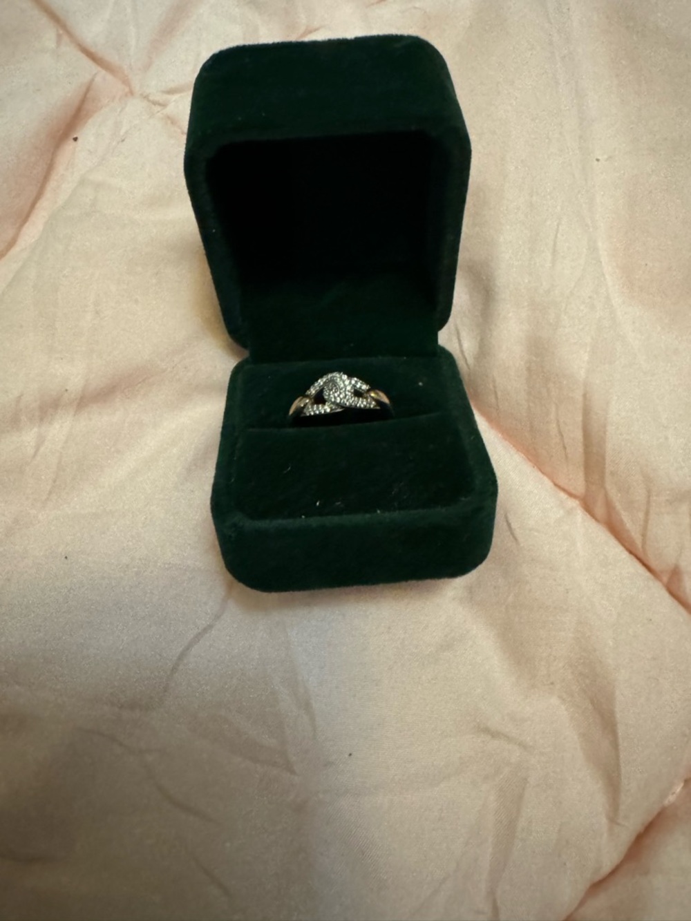 Silver- Gold- Toned Crystal Knot Ring - Elegant Women's Jewelry size 9